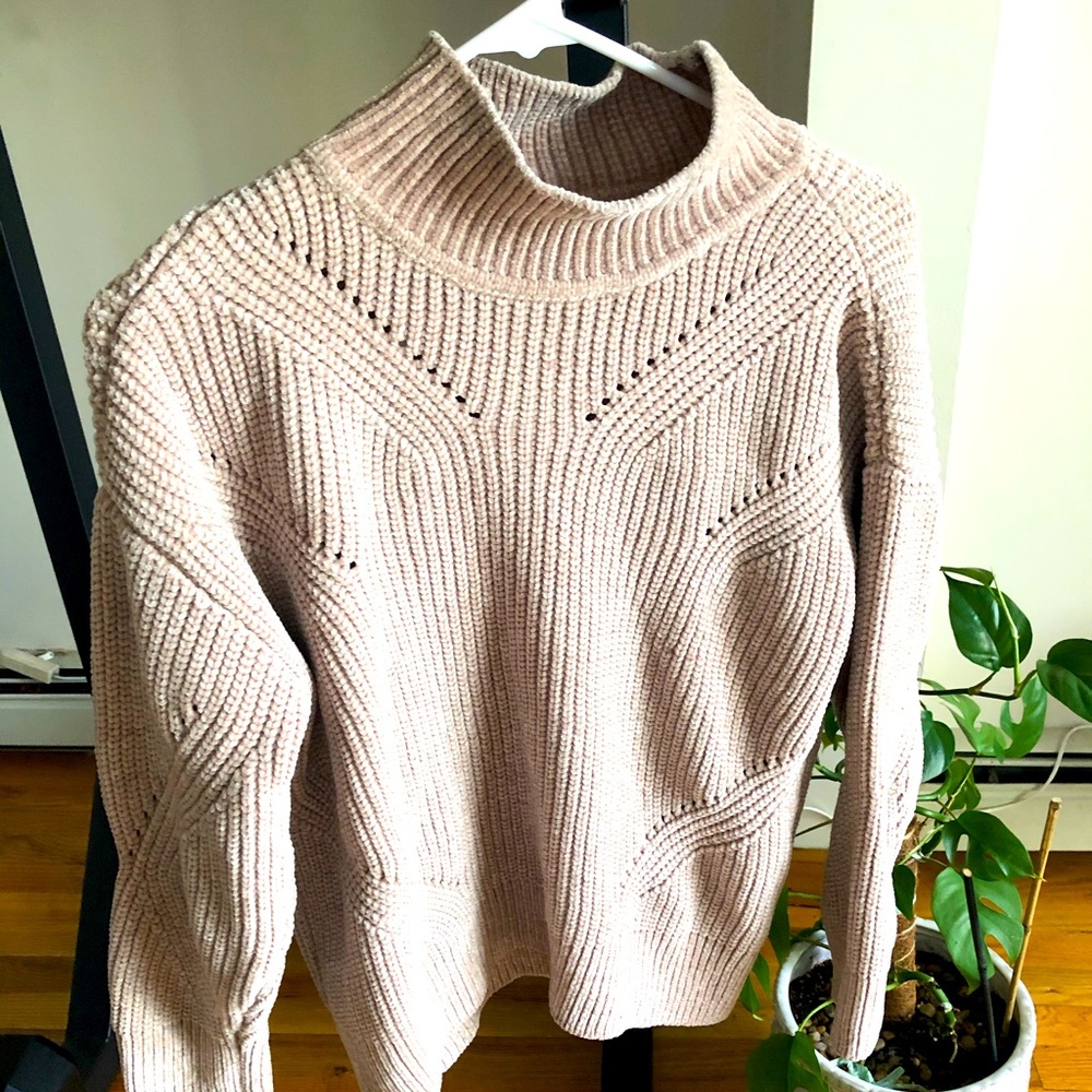 Calvin Klein Chenille Mock-Neck Pointelle Sweater